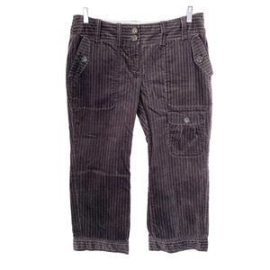 Anthropologie Cropped Pants Size 12 Gray Velvet Pin Stripe Newsboy Cargo
